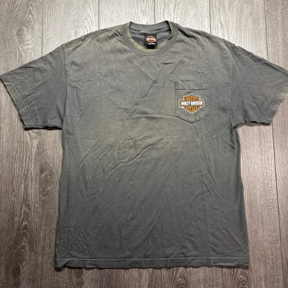 Harley-Davidson Black Short Sleeve Pocket Tee with Orange Logo